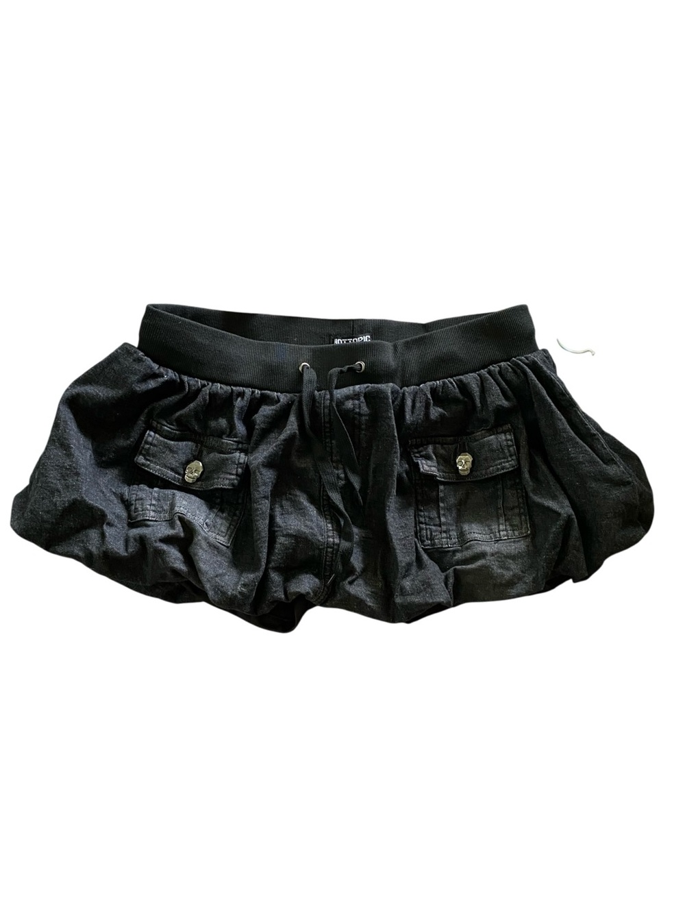 Black Cargo Denim Bubble Skort Micro Skirt Hot Topic Goth Skulls Grunge M